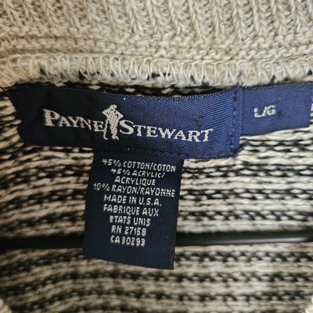 Payne Stewart Houndstooth Sweater Vest Sz L Black Ivory V-Neck Golf - Picture 6 of 8